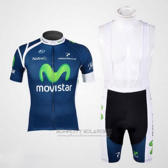 2012 Odziez Rowerowa Movistar Niebieski Krotkie Rekawy i Rowerowe Szelkach